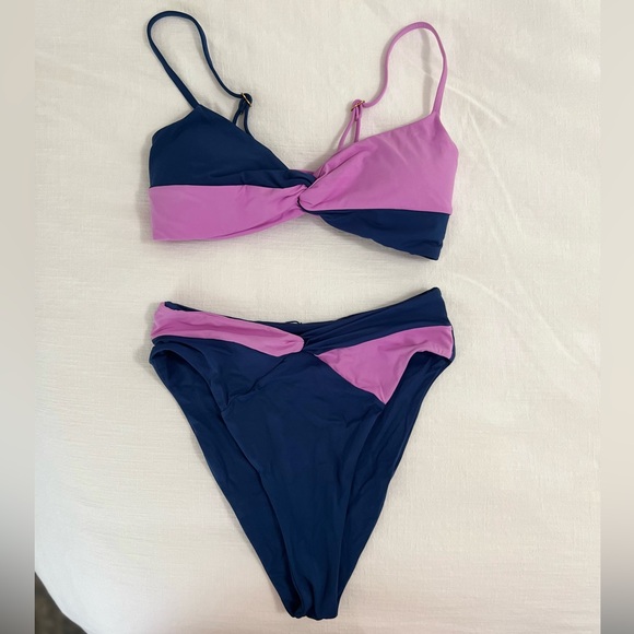 L*Space Color Block Indigo-rosebud Ringo Bikini Top and Bottom Set - Picture 7 of 7